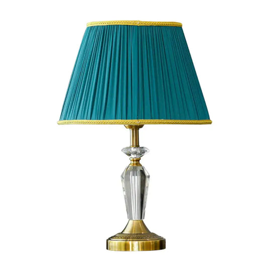 Empire Shade Night Table Lamp Modernism Beveled Crystal 1 - Light Gold Nightstand Lighting Table