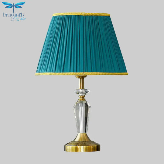 Empire Shade Night Table Lamp Modernism Beveled Crystal 1 - Light Gold Nightstand Lighting Table