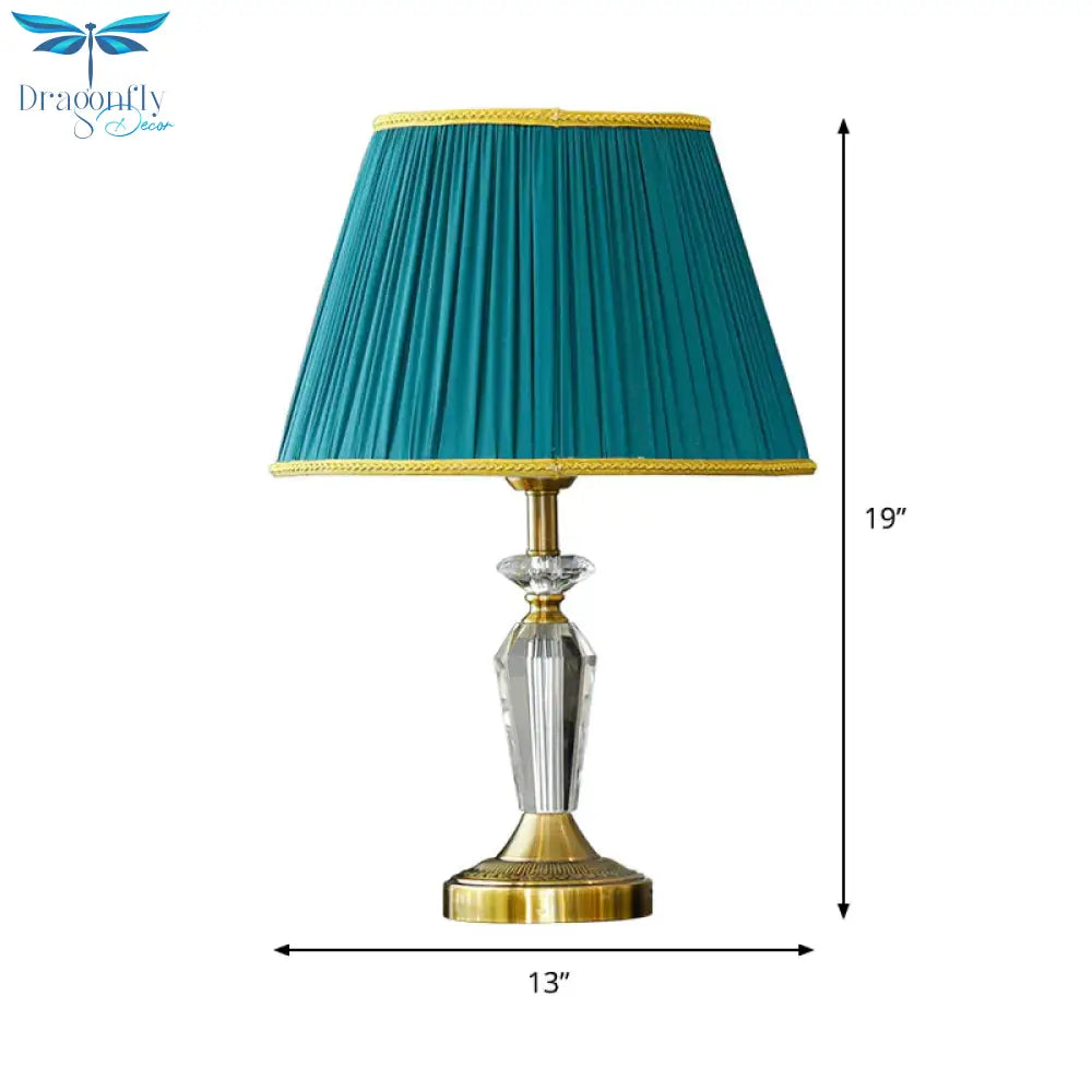 Empire Shade Night Table Lamp Modernism Beveled Crystal 1 - Light Gold Nightstand Lighting Table