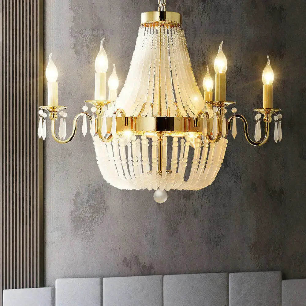 Empire Shape Crystal Chandelier Lighting Traditional 6 Lights Living Room Hanging Light Fixture In