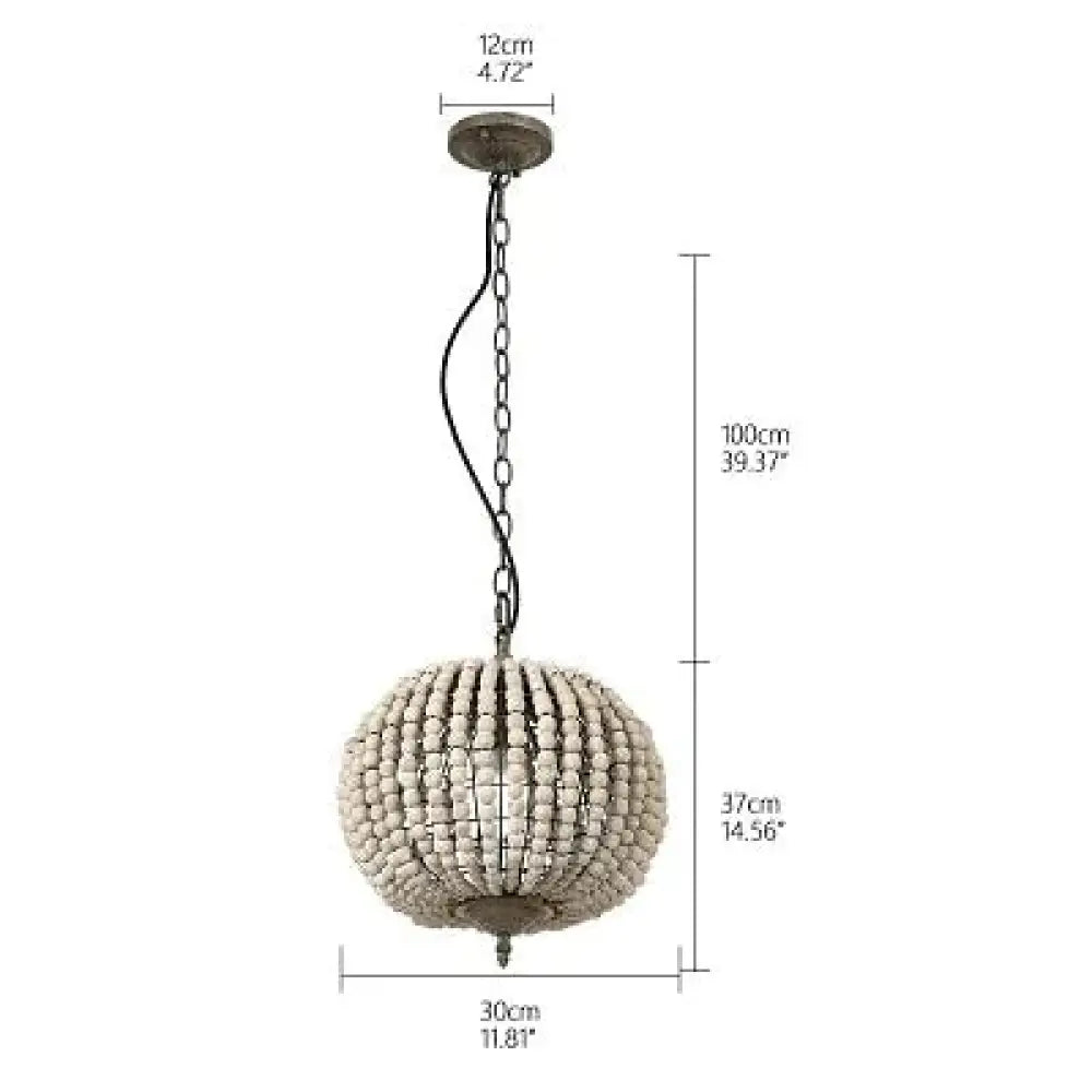 Europe Loft Vintage Country Ball Wooden Bead Pendant Lights E27 Led Hanging Lamp Modern For Living