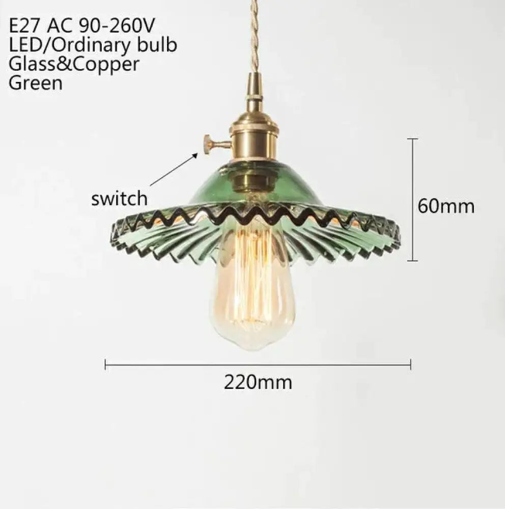 Europe Retro Novelty Glass&Iron Pendant Light Led E27 With 5 Colors For Bedroom/Living