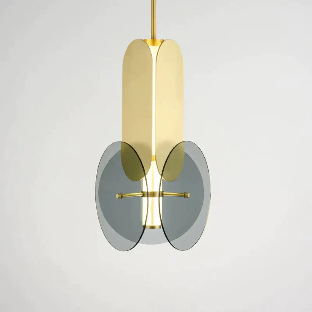 European Luxury Modern Minimalist Living Room Chandelier Gold + Smoke Gray / Warm Light Pendant