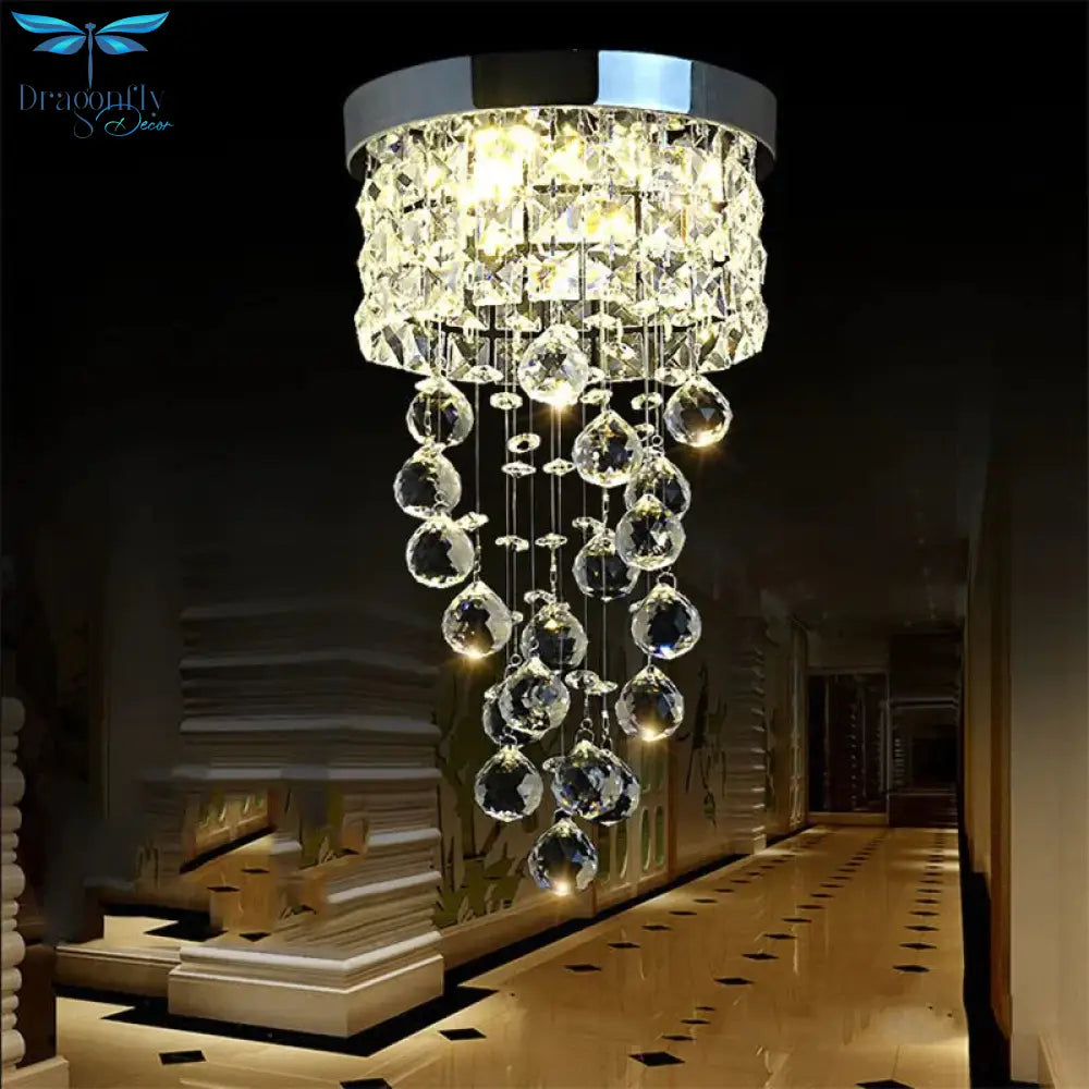 European Modern Led Crystal Aisle Lights Living Room Hallway Entrance Balcony Hotel Hanging Spiral