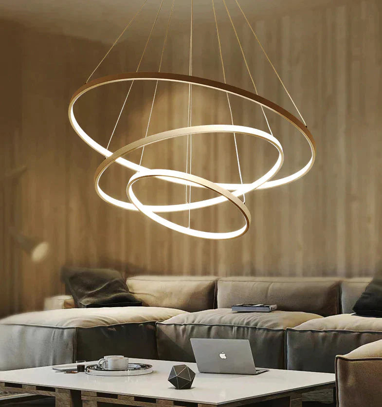 Modern Pendant Lights 4/3/2/1 Circle Rings Acrylic Aluminum Led Lamp For Living Room Dining