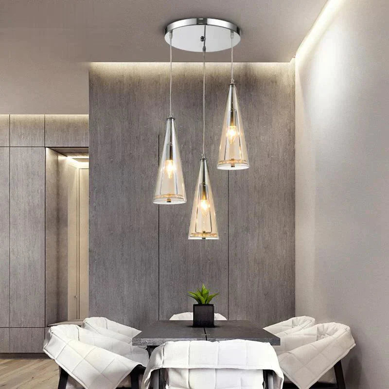 Modern Simple Led Chandelier Three Head Crystal Pendant