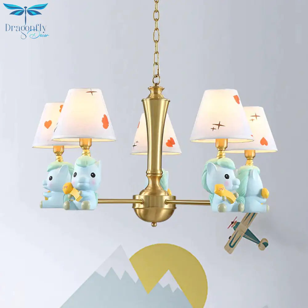 Fabric Tapered Shade Hanging Ceiling Lamp Nordic Light Fixtures For Bedroom