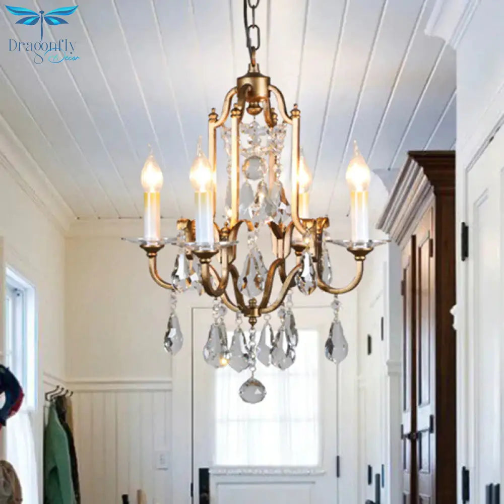 Faceted Ball Finial Bronze Ceiling Chandelier Candle Design 4 - Bulb Classic Suspension Pendant