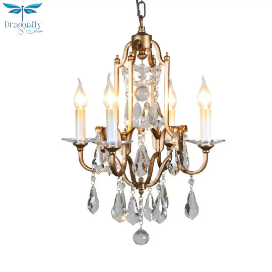 Faceted Ball Finial Bronze Ceiling Chandelier Candle Design 4 - Bulb Classic Suspension Pendant