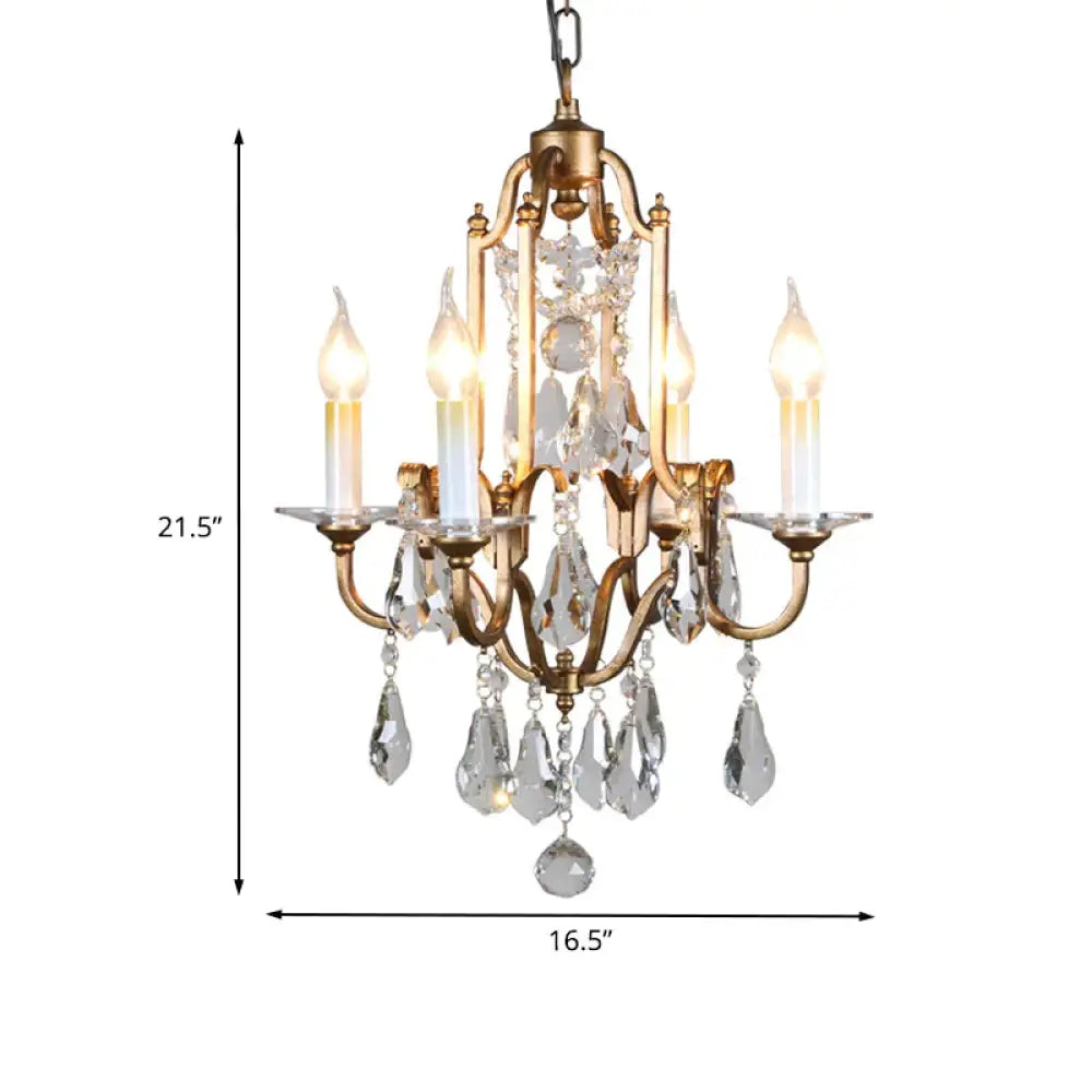 Faceted Ball Finial Bronze Ceiling Chandelier Candle Design 4 - Bulb Classic Suspension Pendant