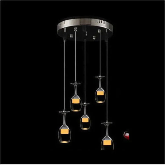 Fashion Red Wine Glasses Creative Led Simple Modern Dining Chandelier 3 Acrylic Room Fishing Line