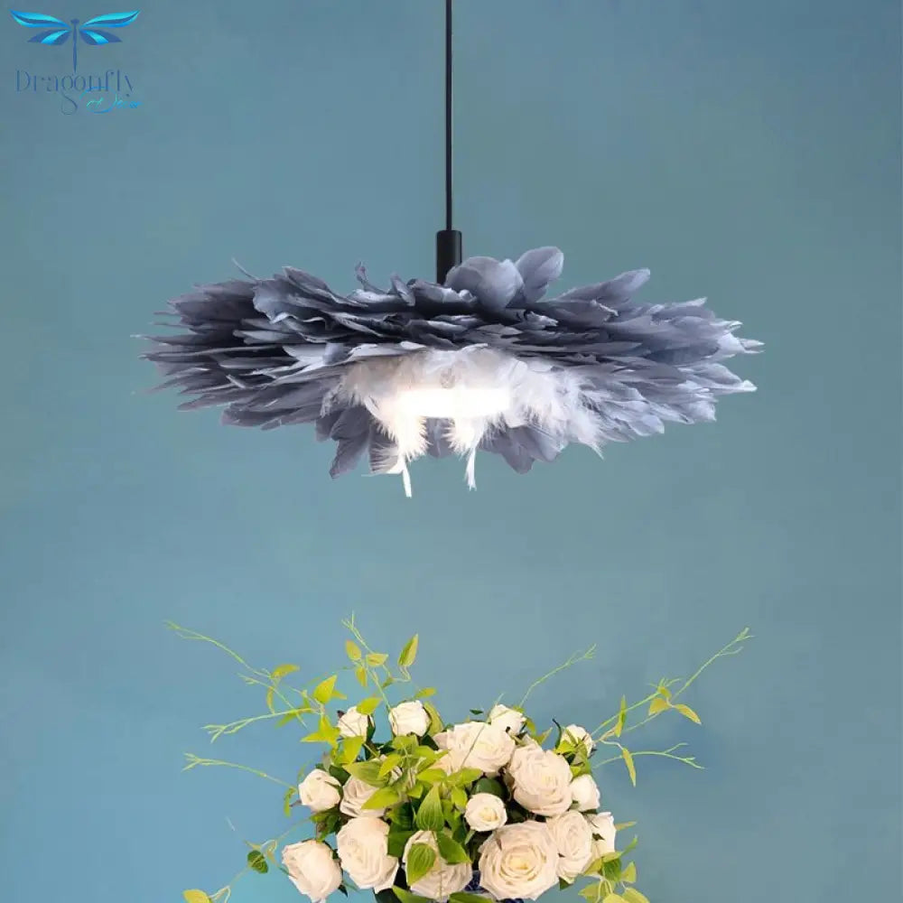 Feather Chandelier Nordic Ins Style Suspension Light Design Warm Art Modeling Children Lamp Kitchen