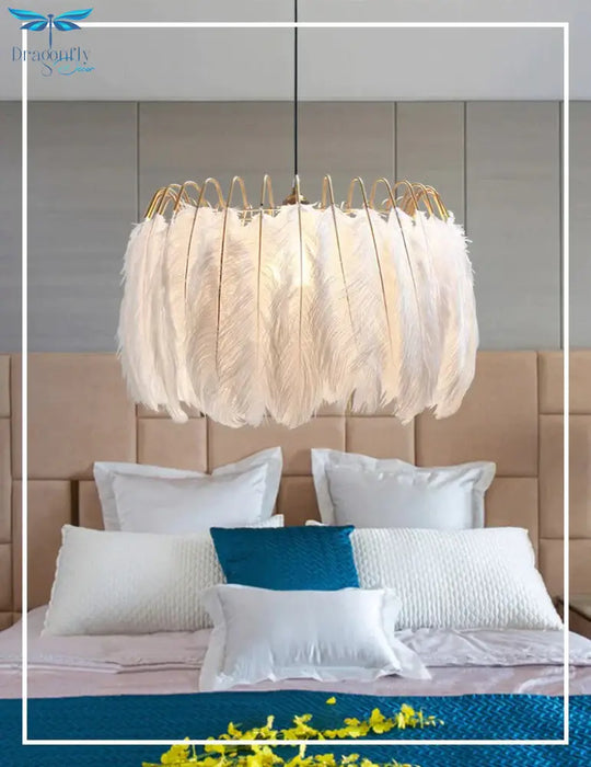 Feather Lamp Lukloy Modern Nordic Fairy Chandelier Loft Pendant Lights Living Suspension Lighting
