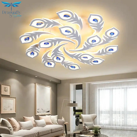 Feather Shape Living Room Led Ceiling Lamp Simple Warm Romantic Acrylic Master Bedroom