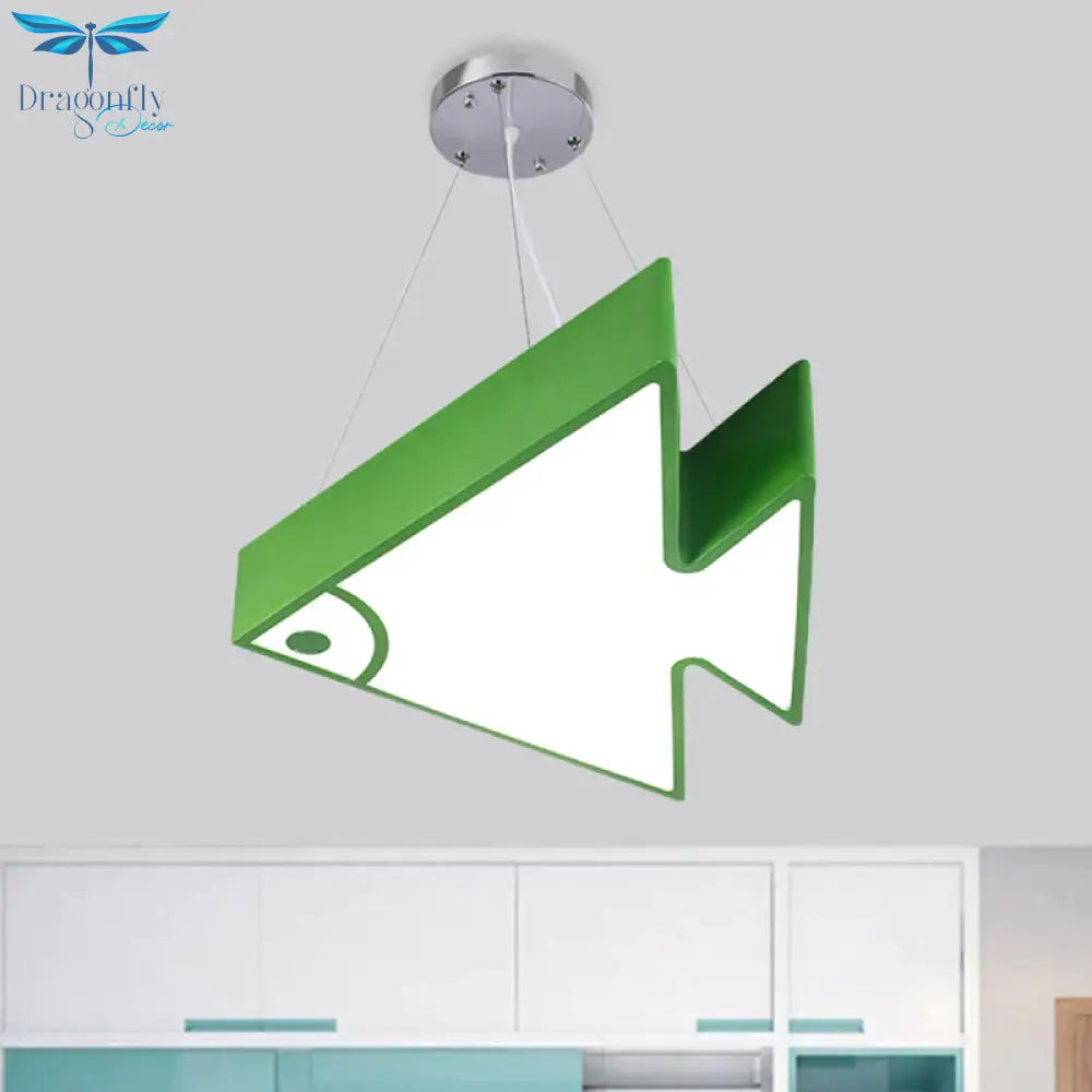 Fish Chandelier Pendant Light Modernist Acrylic Red/Blue/Green Led Hanging Lamp Kit For Bedroom