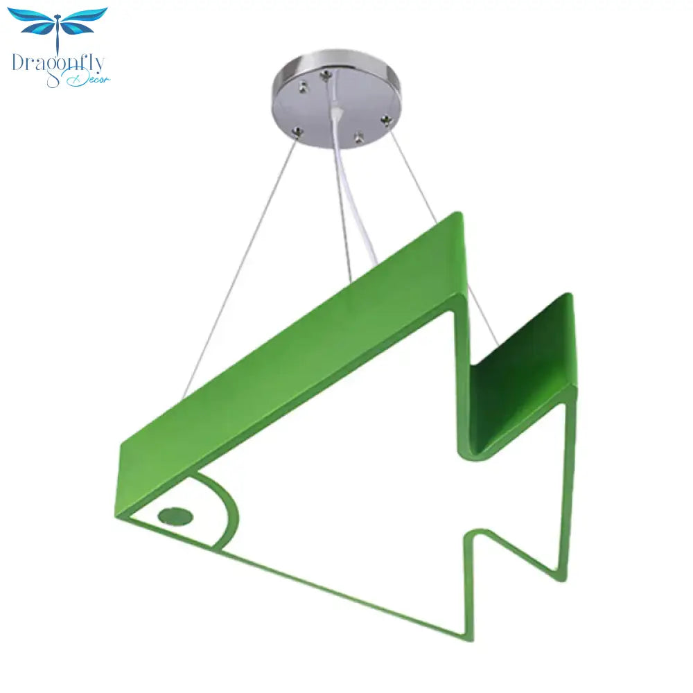 Fish Chandelier Pendant Light Modernist Acrylic Red/Blue/Green Led Hanging Lamp Kit For Bedroom