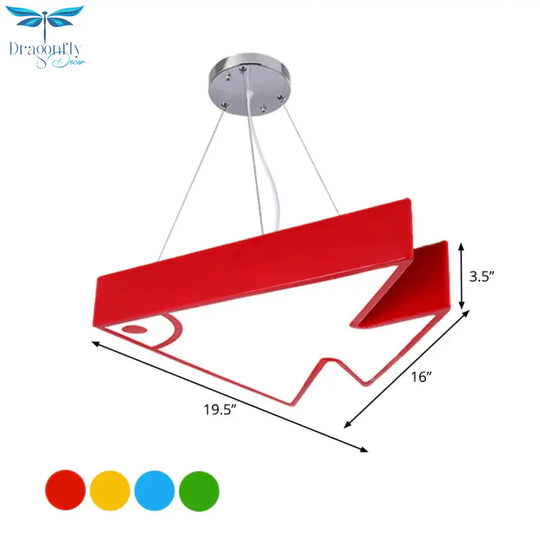 Fish Chandelier Pendant Light Modernist Acrylic Red/Blue/Green Led Hanging Lamp Kit For Bedroom
