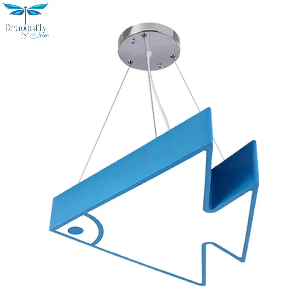 Fish Chandelier Pendant Light Modernist Acrylic Red/Blue/Green Led Hanging Lamp Kit For Bedroom