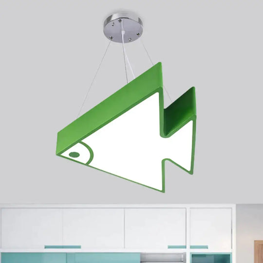 Fish Chandelier Pendant Light Modernist Acrylic Red/Blue/Green Led Hanging Lamp Kit For Bedroom
