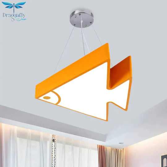 Fish Chandelier Pendant Light Modernist Acrylic Red/Blue/Green Led Hanging Lamp Kit For Bedroom