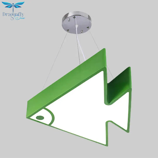 Fish Chandelier Pendant Light Modernist Acrylic Red/Blue/Green Led Hanging Lamp Kit For Bedroom