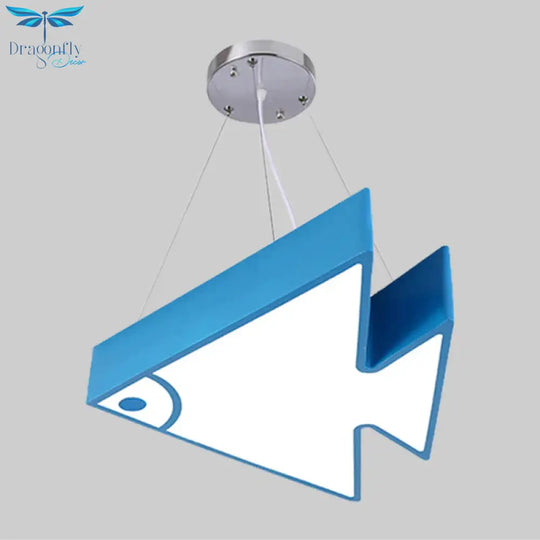 Fish Chandelier Pendant Light Modernist Acrylic Red/Blue/Green Led Hanging Lamp Kit For Bedroom