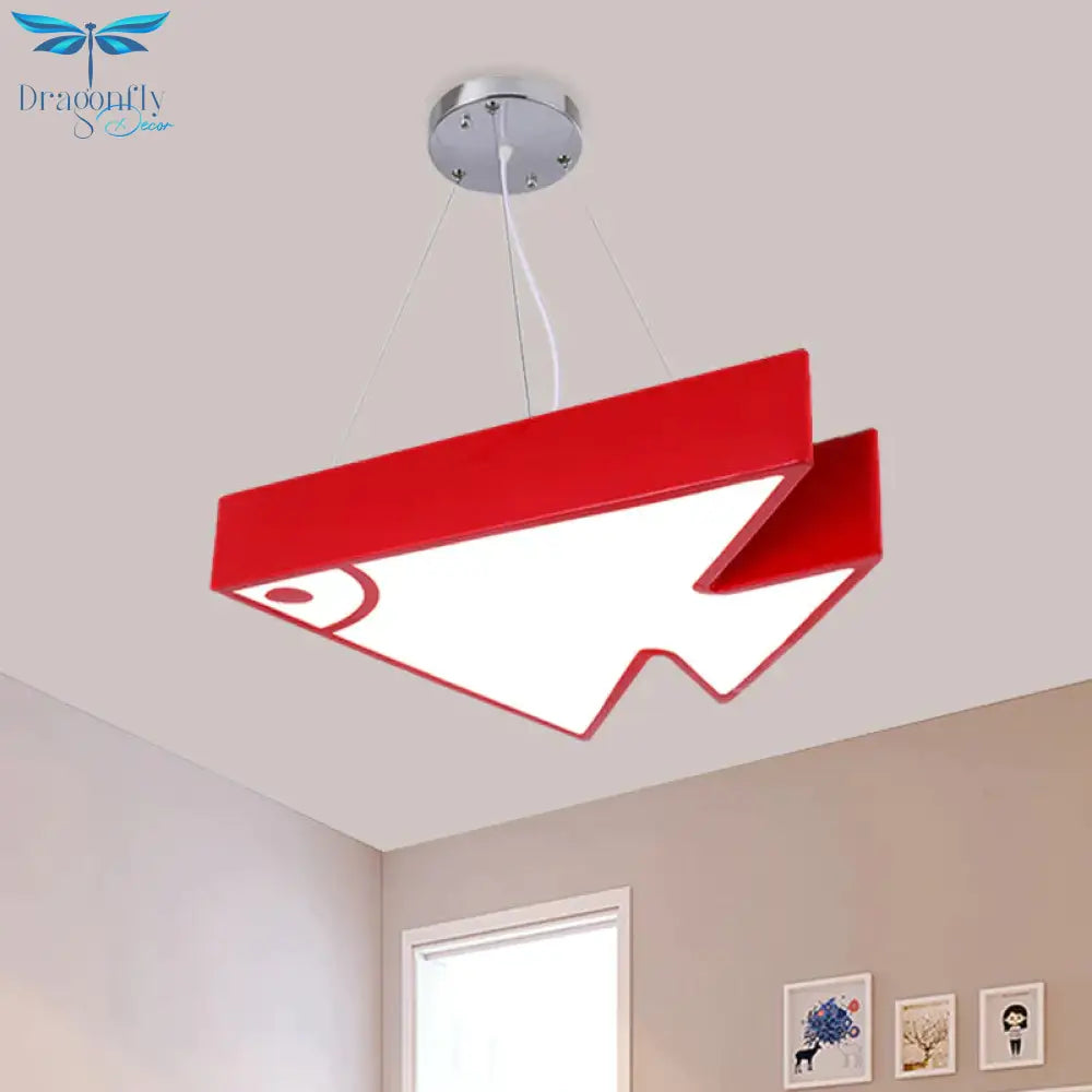 Fish Chandelier Pendant Light Modernist Acrylic Red/Blue/Green Led Hanging Lamp Kit For Bedroom