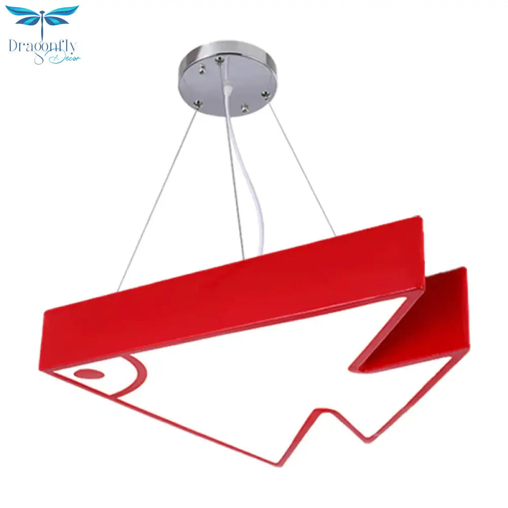 Fish Chandelier Pendant Light Modernist Acrylic Red/Blue/Green Led Hanging Lamp Kit For Bedroom