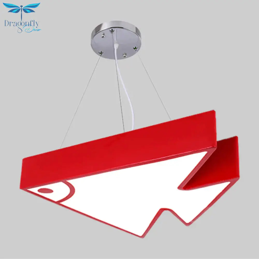 Fish Chandelier Pendant Light Modernist Acrylic Red/Blue/Green Led Hanging Lamp Kit For Bedroom