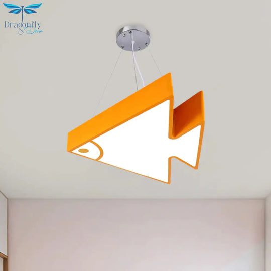 Fish Chandelier Pendant Light Modernist Acrylic Red/Blue/Green Led Hanging Lamp Kit For Bedroom