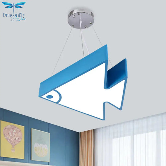 Fish Chandelier Pendant Light Modernist Acrylic Red/Blue/Green Led Hanging Lamp Kit For Bedroom