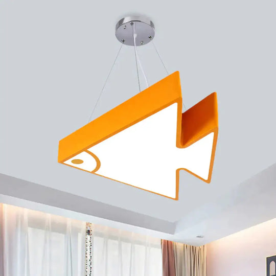 Fish Chandelier Pendant Light Modernist Acrylic Red/Blue/Green Led Hanging Lamp Kit For Bedroom