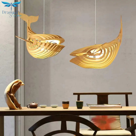 Fish Wooden Chandelier Art Creative Personality Modern Minimalist Japanese Restaurant Whale Lamp