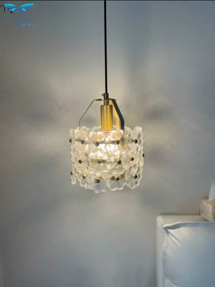 French Luxury Gold Lustre Copper Crystal Flower Pendant Lights Led E14 Designer Modern Light