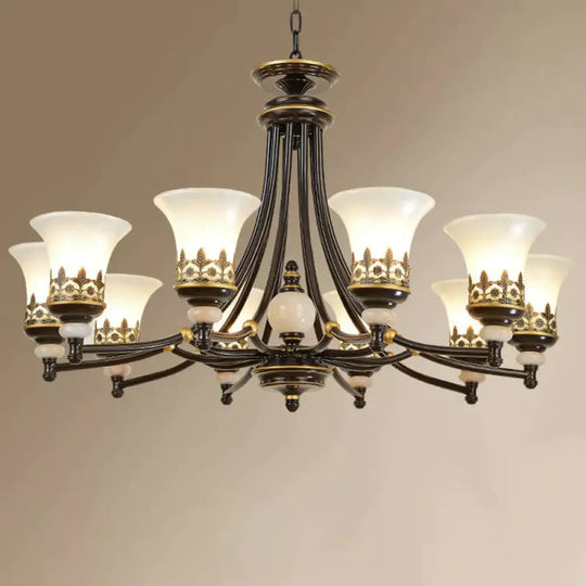 Frosted Glass Rustic Ceiling Chandelier In Brown For Dining Room 10 /