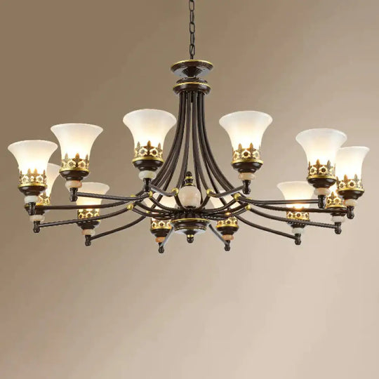 Frosted Glass Rustic Ceiling Chandelier In Brown For Dining Room 12 /