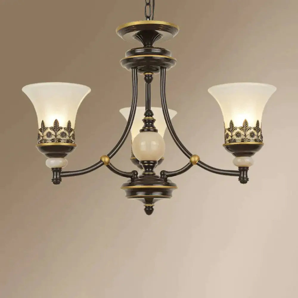 Frosted Glass Rustic Ceiling Chandelier In Brown For Dining Room 3 /