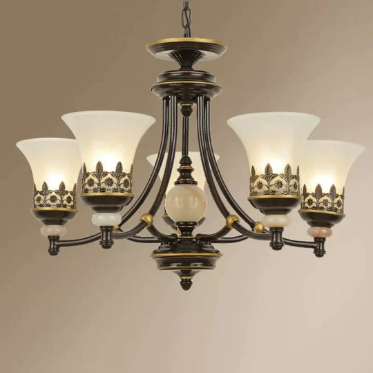 Frosted Glass Rustic Ceiling Chandelier In Brown For Dining Room 5 /