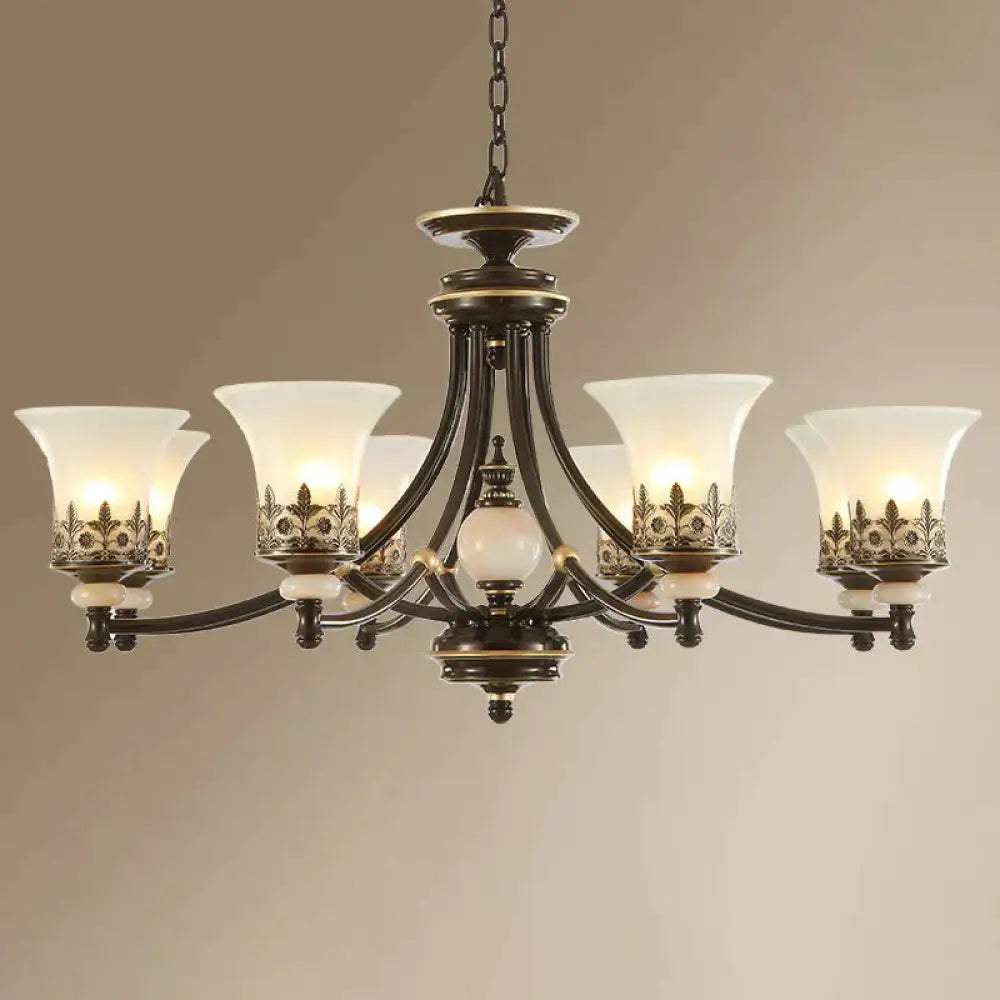 Frosted Glass Rustic Ceiling Chandelier In Brown For Dining Room 8 /