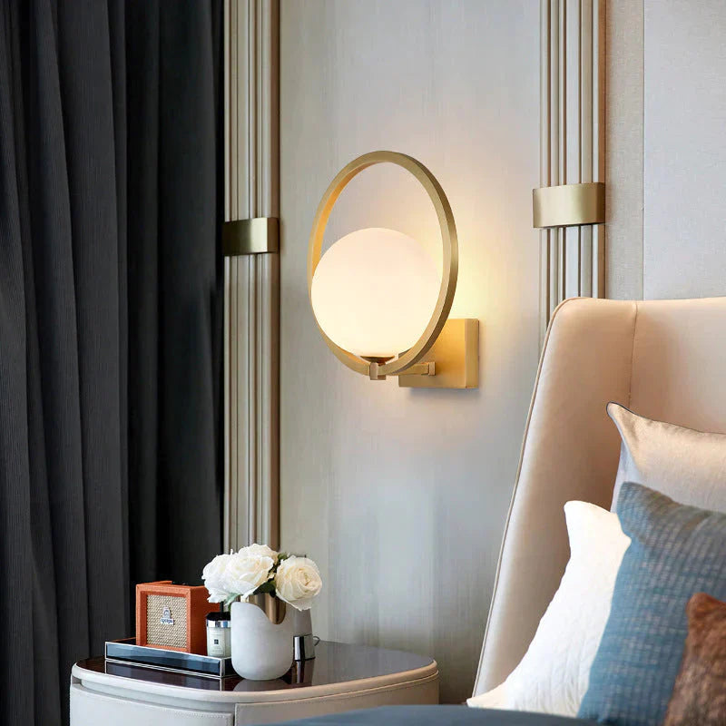 Full Copper Post - Modern Living Room Bedroom Bedside Light Luxury Bean Wall Lamp Tv Background