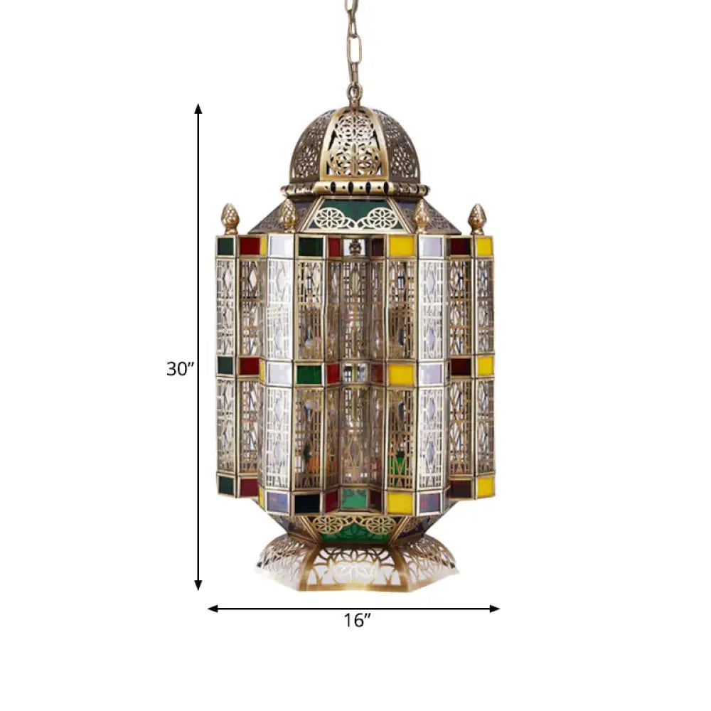 Geometric Restaurant Hanging Pendant Art Deco Metal 6 - Light Brass Chandelier Lighting Fixture