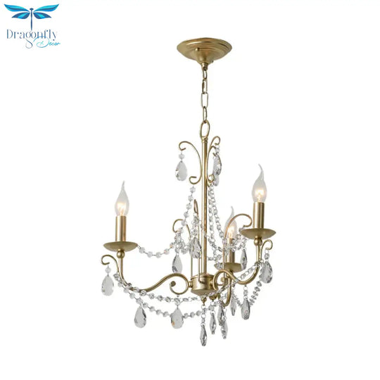 Gold Candle Chandelier Pendant Light Rustic Crystal 3/6/8 Lights Living Room Hanging Lamp Kit
