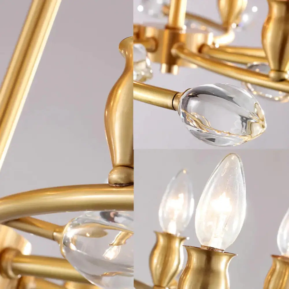 Gold Exposed Bulb Pendant Lighting Rustic Metal 6 Lights Bedroom Room Chandelier Hanging Light