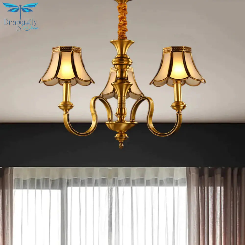Gold Finish Radial Ceiling Suspension Lamp Colonialism Metal 3/5/6 Heads Living Room Pendant