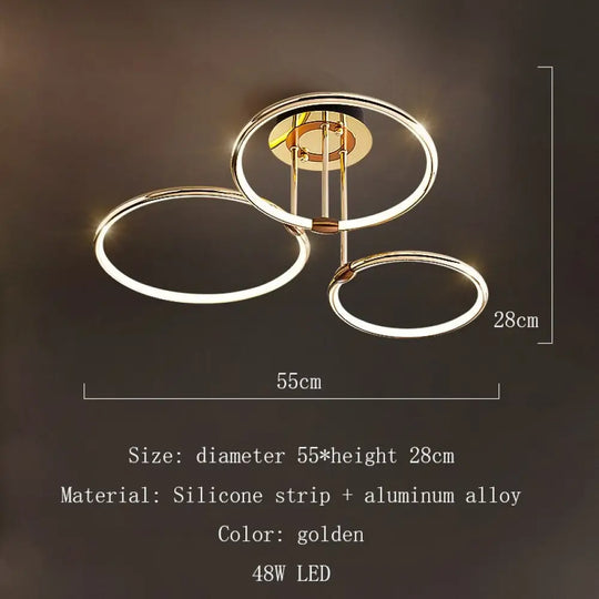 Gold Luxury Circle Ceiling Light Pendant: A Captivating Statement Piece For Your Living Space D55Cm