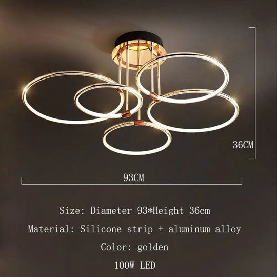 Gold Luxury Circle Ceiling Light Pendant: A Captivating Statement Piece For Your Living Space D93Cm