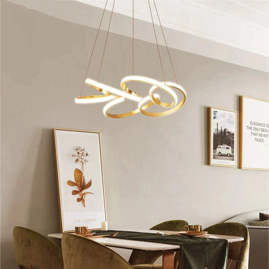 Gold Plated Led Pendant Lights Dining Room Kitchen New Lighting Lamp Cord With Remote Control
