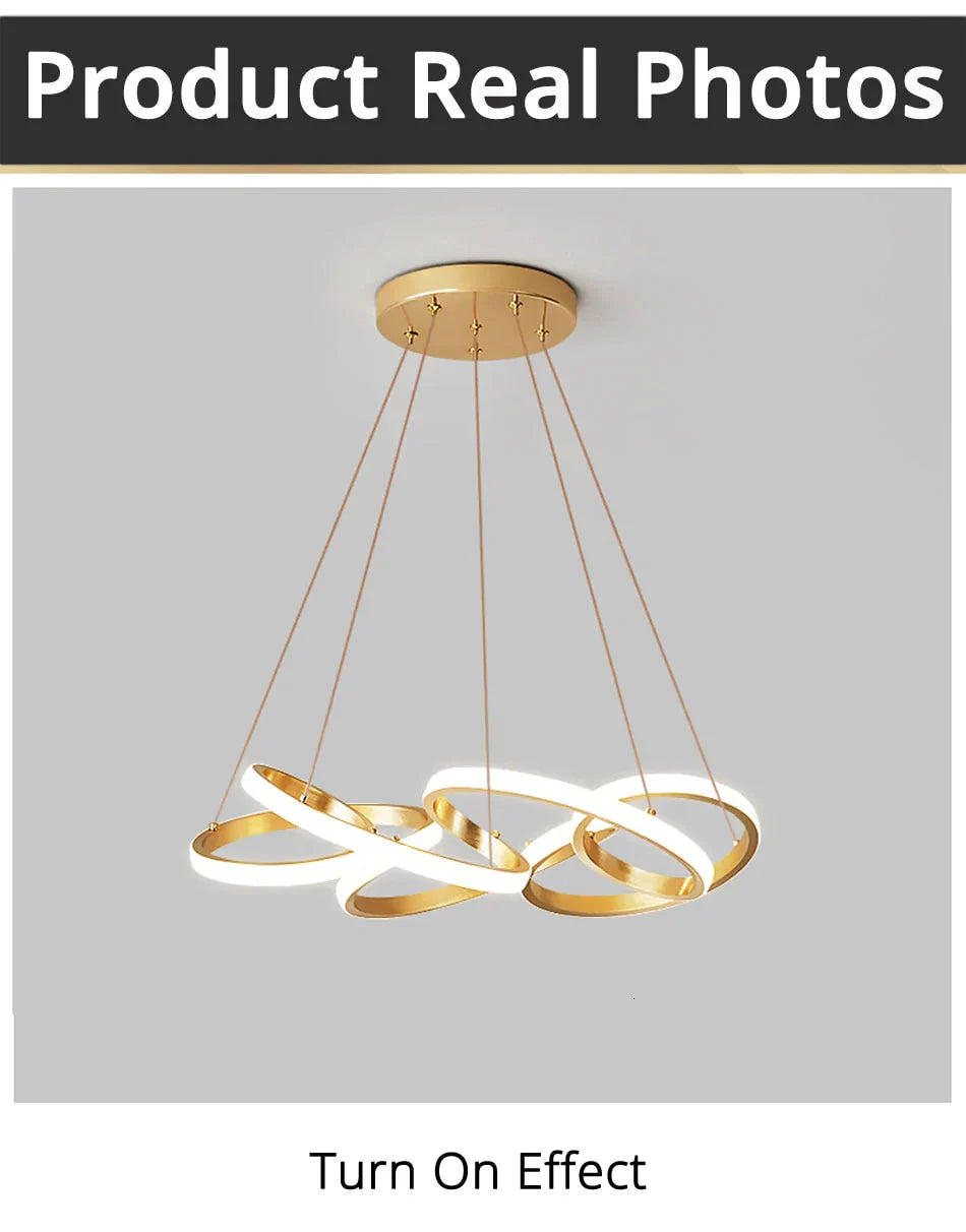 Gold Plated Led Pendant Lights Dining Room Kitchen New Lighting Lamp Cord With Remote Control