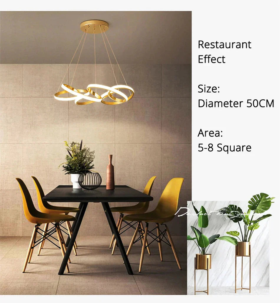 Gold Plated Led Pendant Lights Dining Room Kitchen New Lighting Lamp Cord With Remote Control