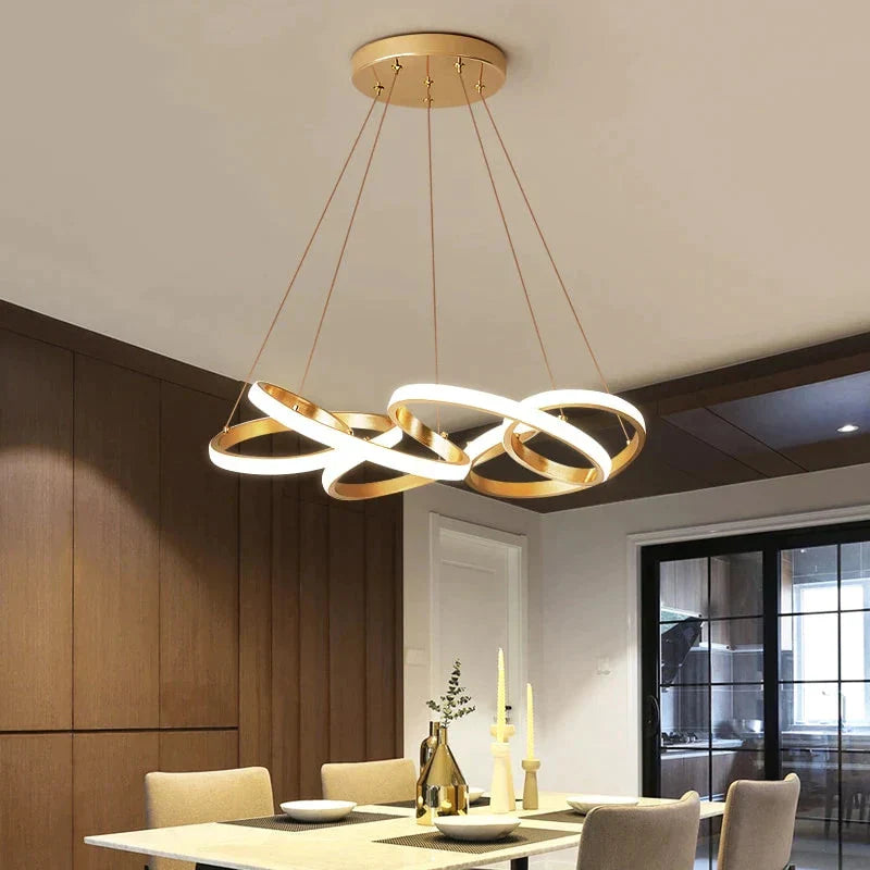 Gold Plated Led Pendant Lights Dining Room Kitchen New Lighting Lamp Cord With Remote Control